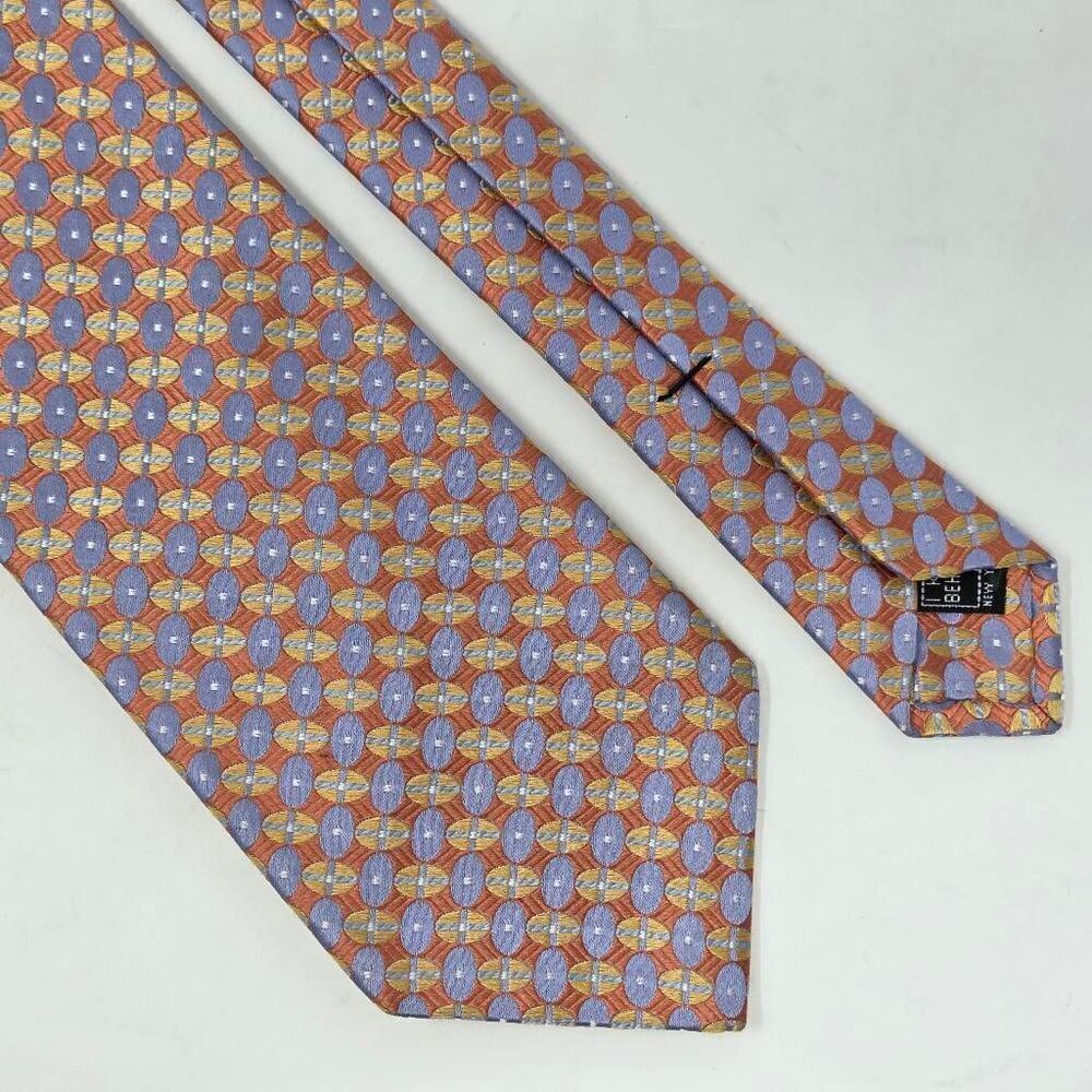 IKE BEHAR NEW YORK SILK TIE PINK BLUE LUXURY FOULARD SHINY SATIN 3.75" X 59"